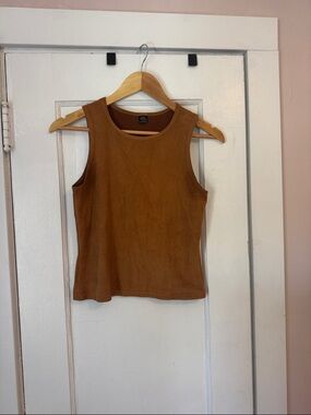 Vintage Suede-Look Tank Top in Cognac Brown